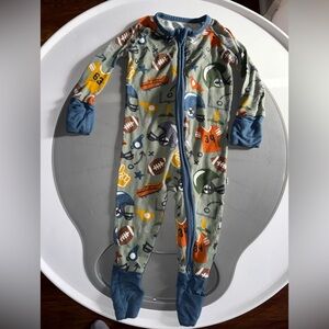 Little Sleepies Sports-Themed Footie Pajamas - Blue, Orange, Yellow, Football